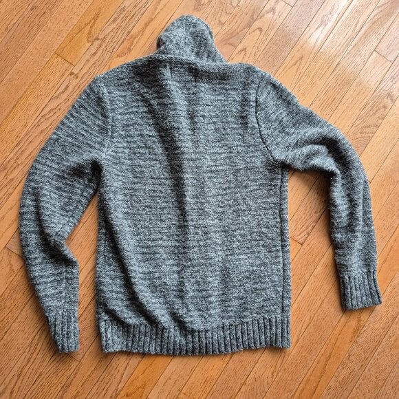 Hollister Cardigan Sweater Gray Knit Cotton Pockets Shawl Collar Men's Medium - Picture 4 of 11